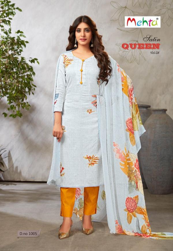 Mehta Satin Queen Vol-28 Glaze Cotton Designer exclusive Dress Material